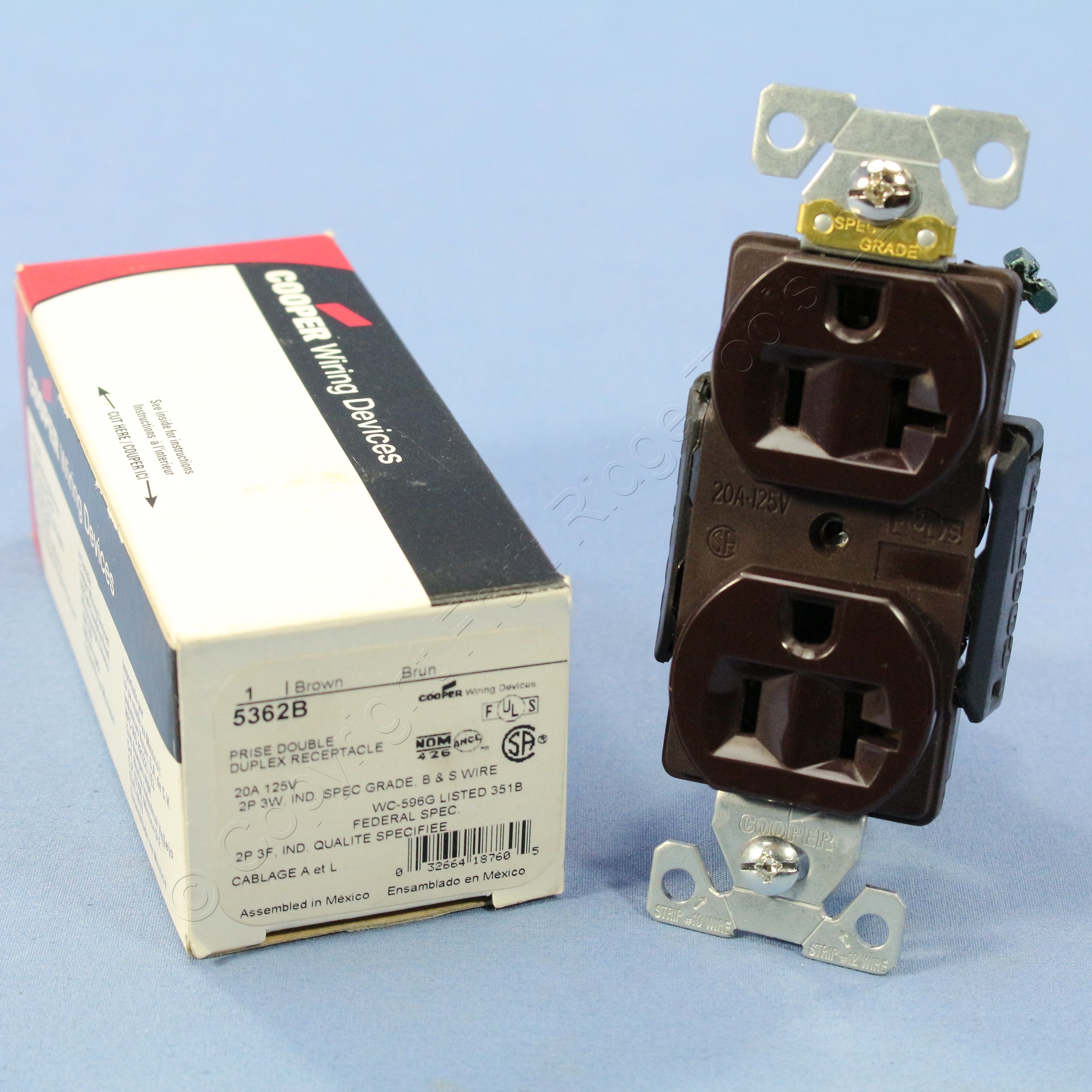 Arrow Hart Brown Construction Duplex Receptacle Outlet NEMA 520R 20A
