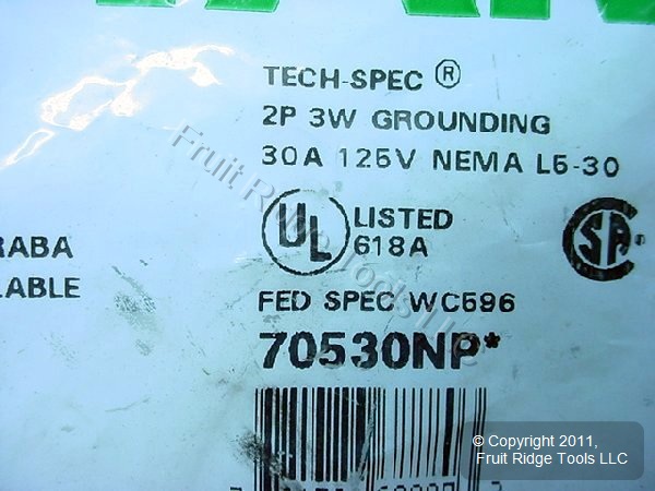 Hubbell Bryant Industrial Twist Locking Plug NEMA L6-30P 30A 250V 70630NP Bagged
