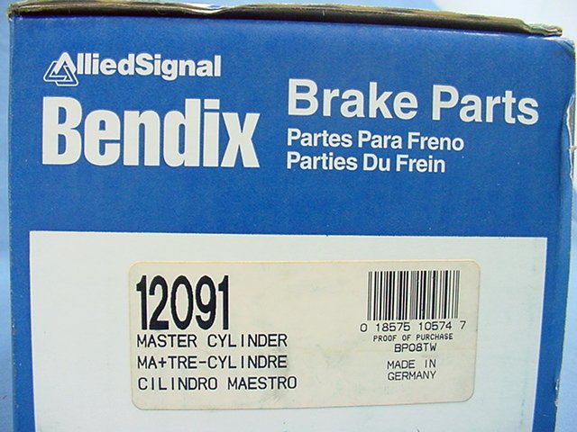 New Bendix 12091 Brake Master Cylinder 80 81 82 83 BMW 320i 1.8L F/inj. M10