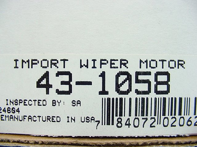 Remanufactured 43-1058 Windshield Wiper Motor BMW 83 84 733i 85 86 87 735i