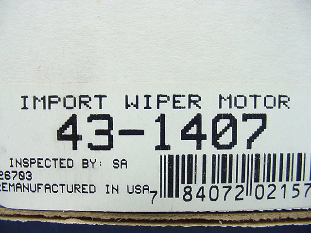 Remanufactured Windshield Wiper Motor 43-1407 82 83 Honda Civic