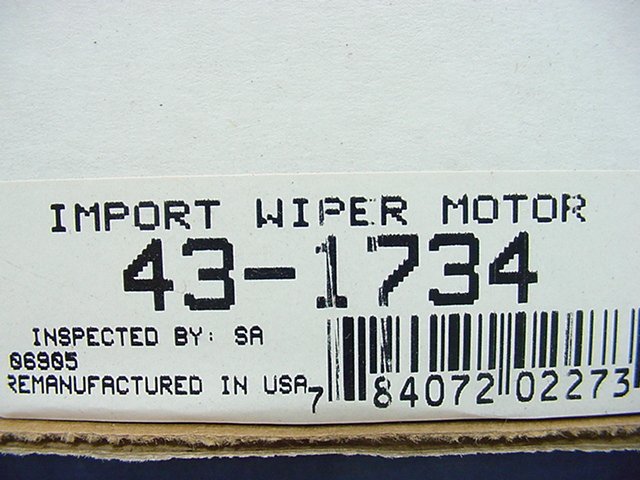 Remanufactured Windshield Wiper Motor 43-1734 1984 84 Toyota Cressida
