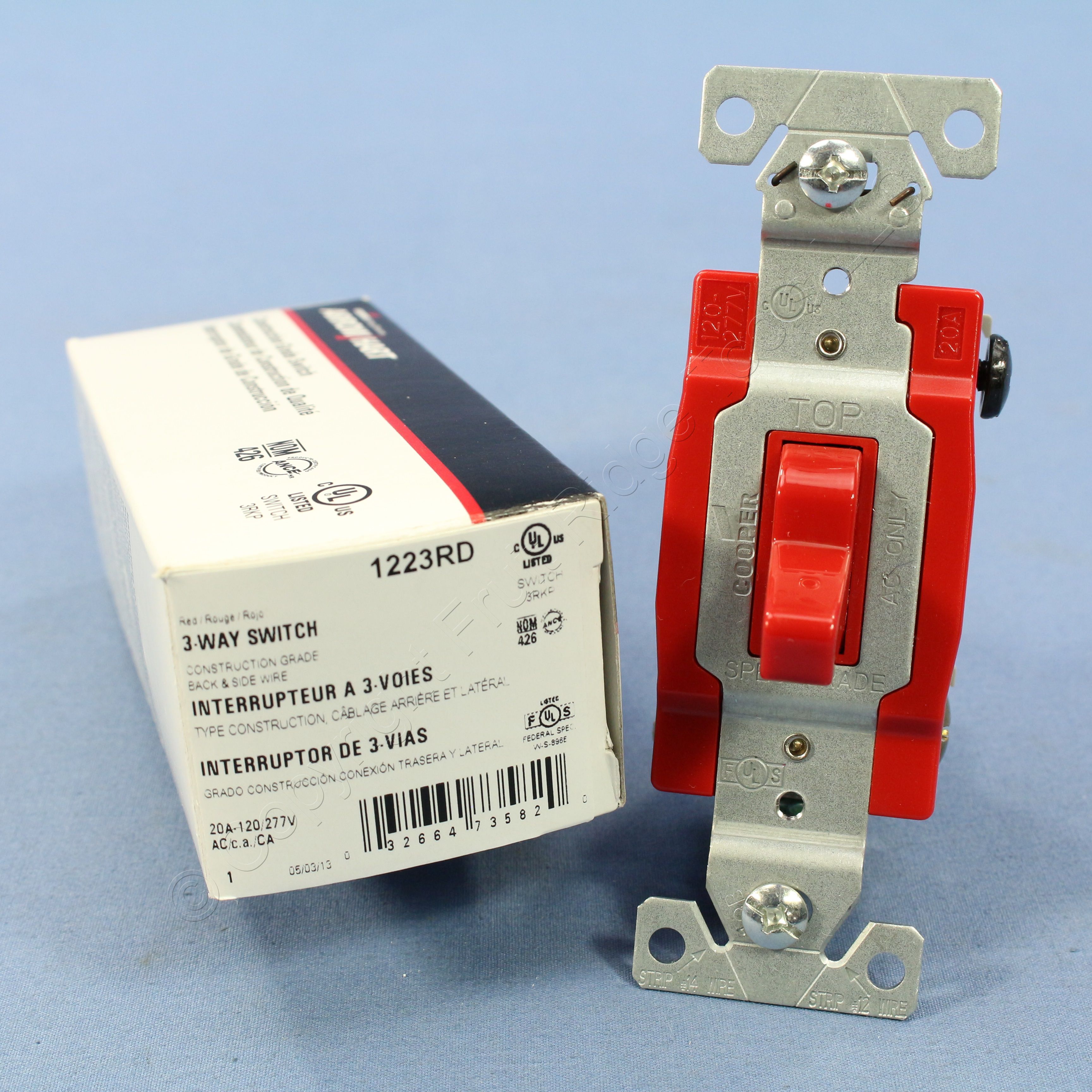 NEW COOPER RED INDUSTRIAL Grade 3Way Toggle Wall Light Switch 20A