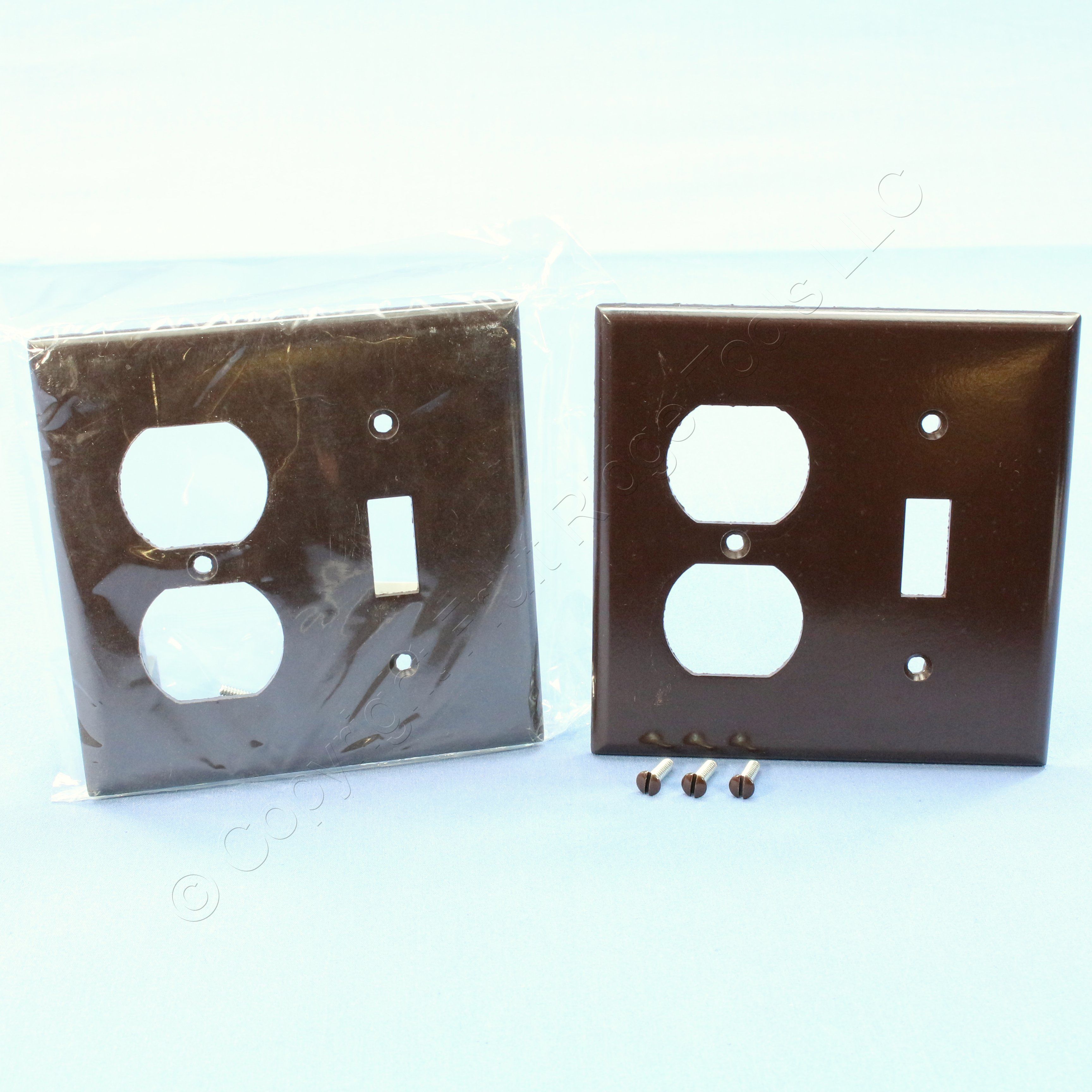 2 Cooper Brown Switch Plate Receptacle Outlet Cover Wallplate