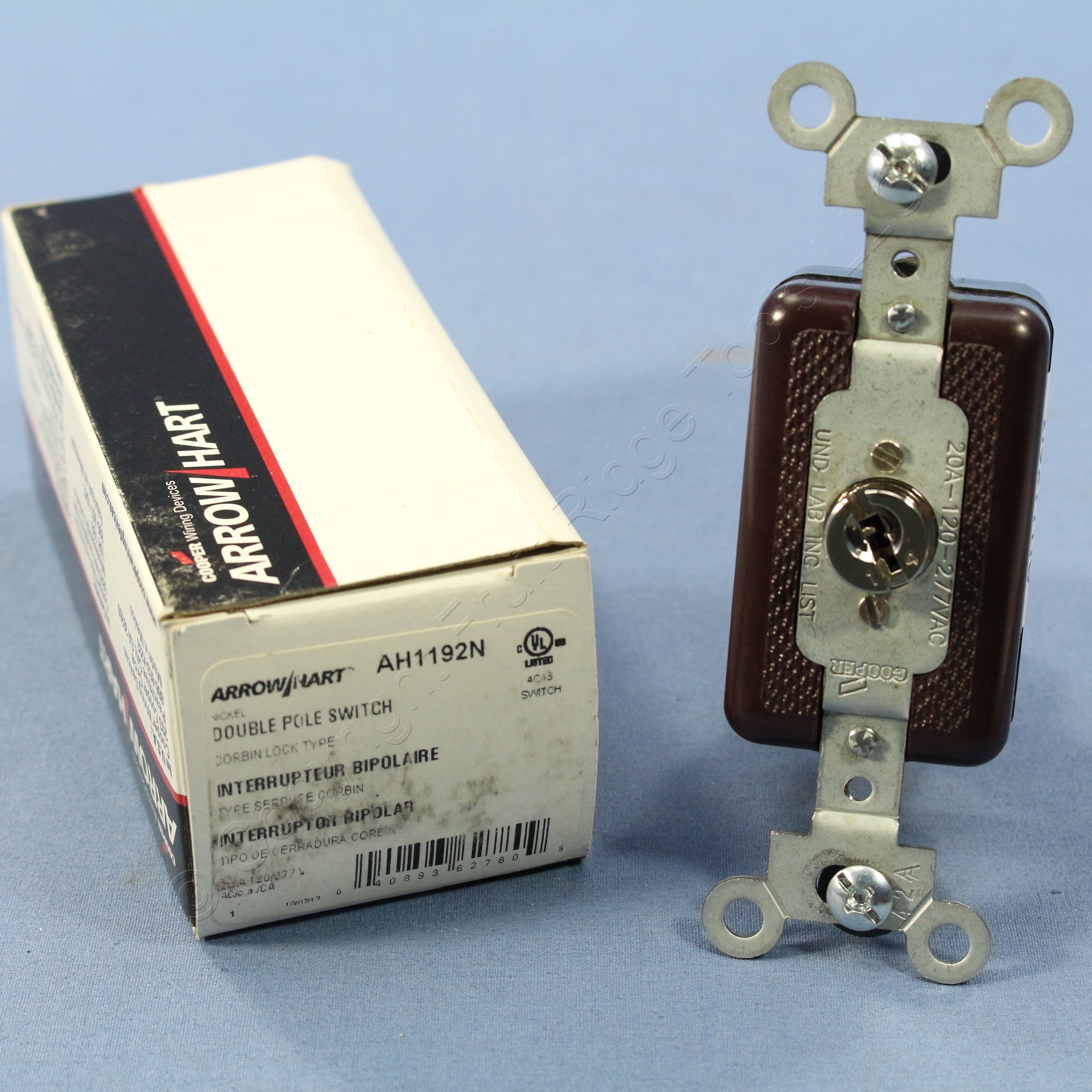 Cooper Arrow Hart Lock Nickel Power Switch Corbin Double Pole 20A 120/277V 1192N eBay