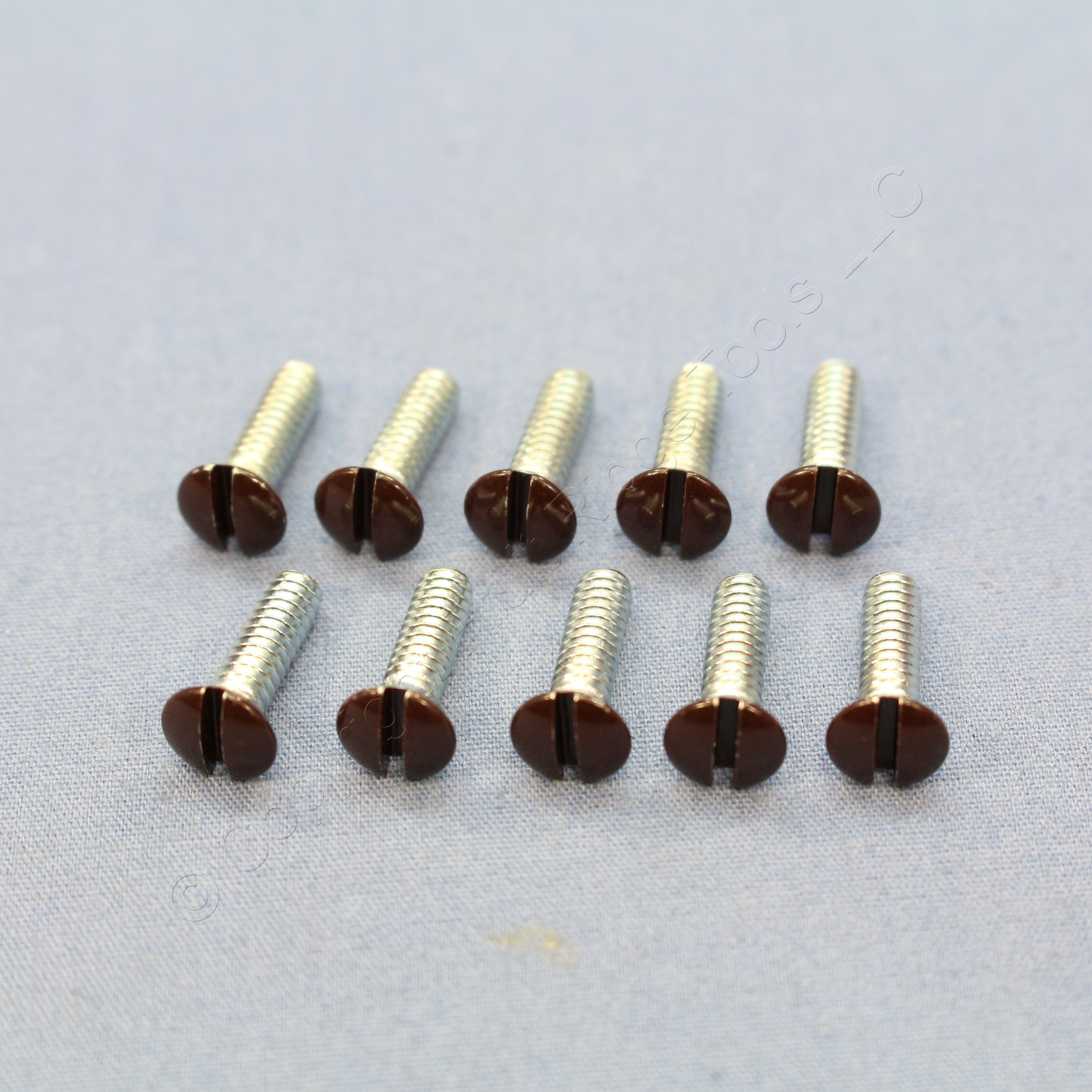 10 Cooper Brown 1/2" Outlet Wallplate Switch Cover Mount Screws Oval