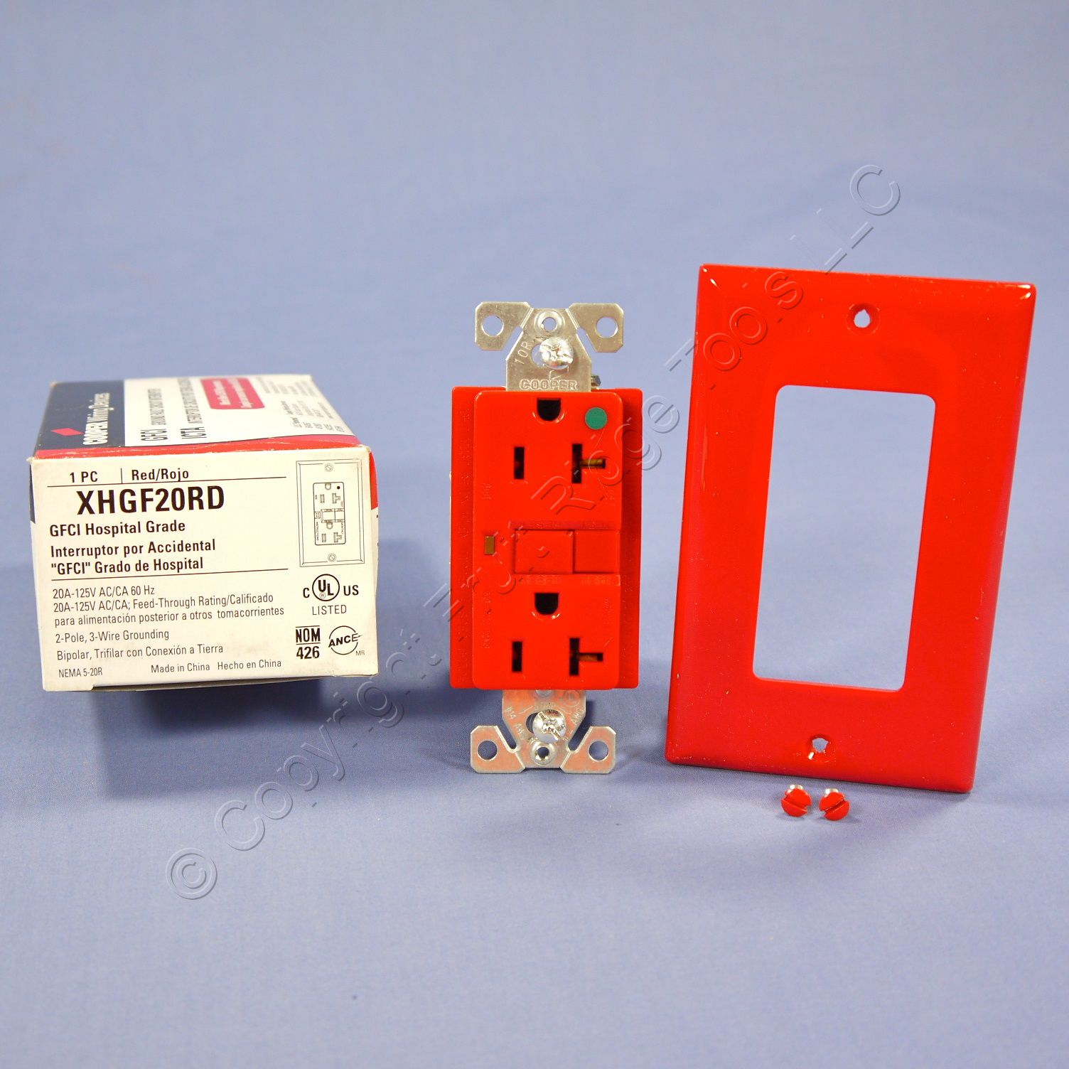 Cooper Wiring Red HOSPITAL GRADE GFCI GFI Receptacle Outlet 20A XGF20RD eBay