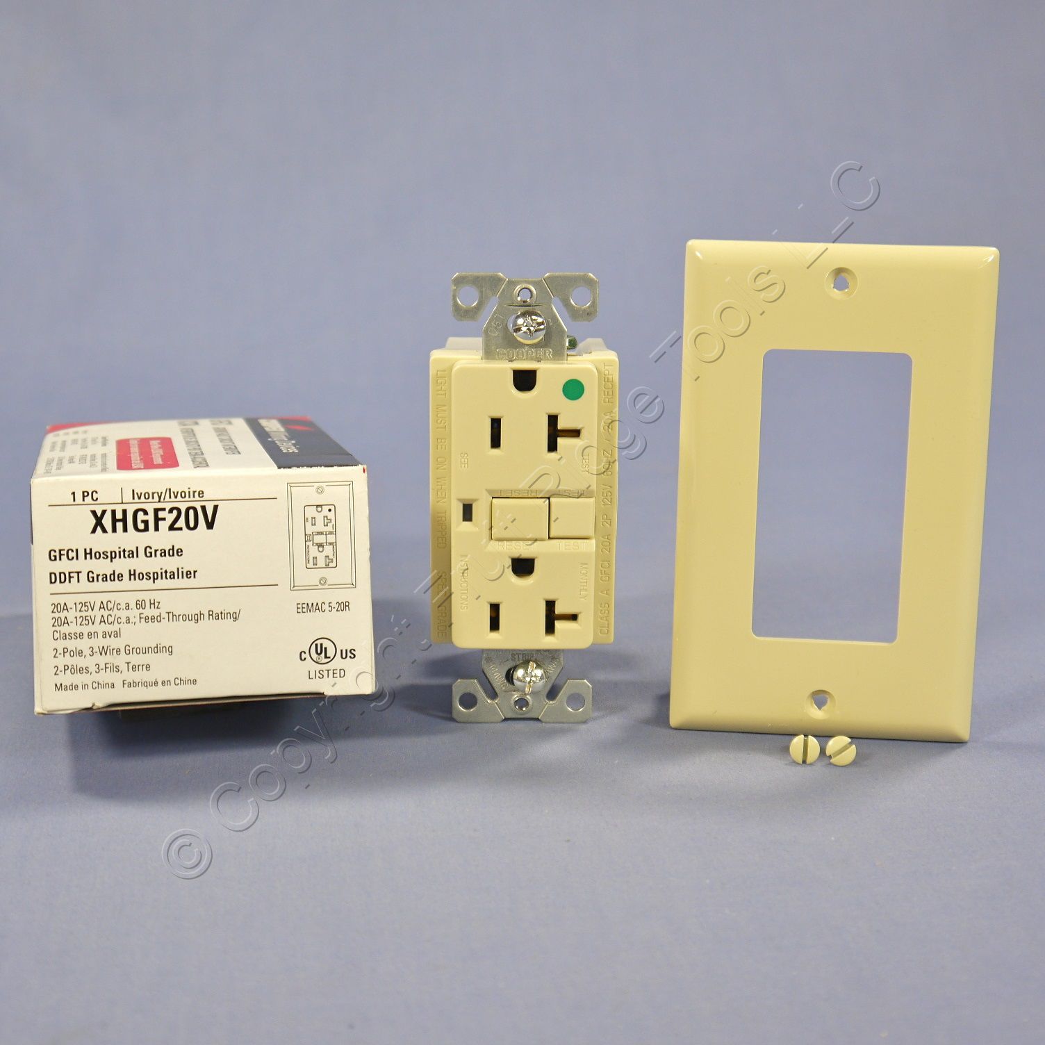 Cooper Ivory HOSPITAL GRADE GFCI GFI Receptacle Outlet NEMA 520R 20A