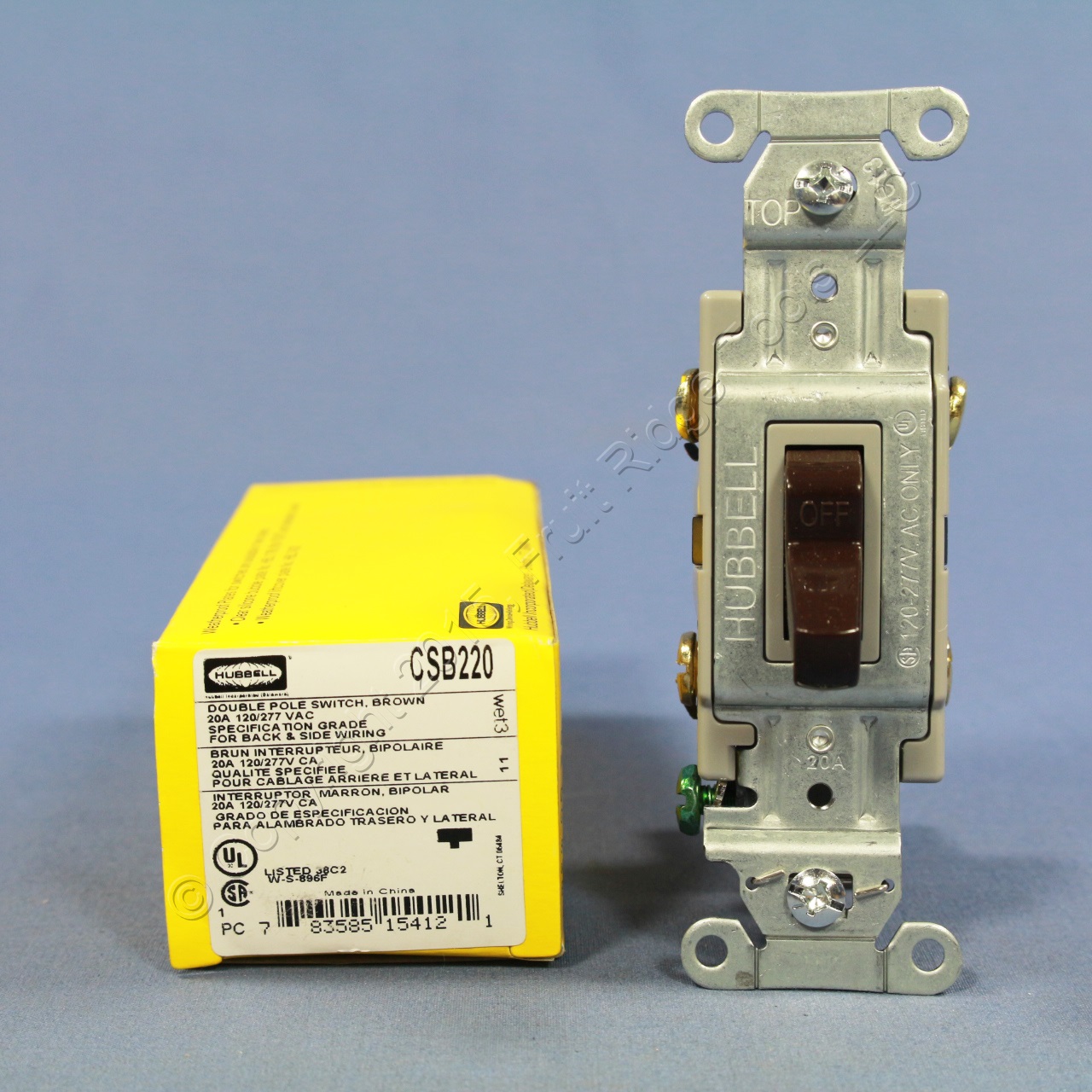 New Hubbell Brown DOUBLE POLE Commercial Toggle Light Switch 20A 120