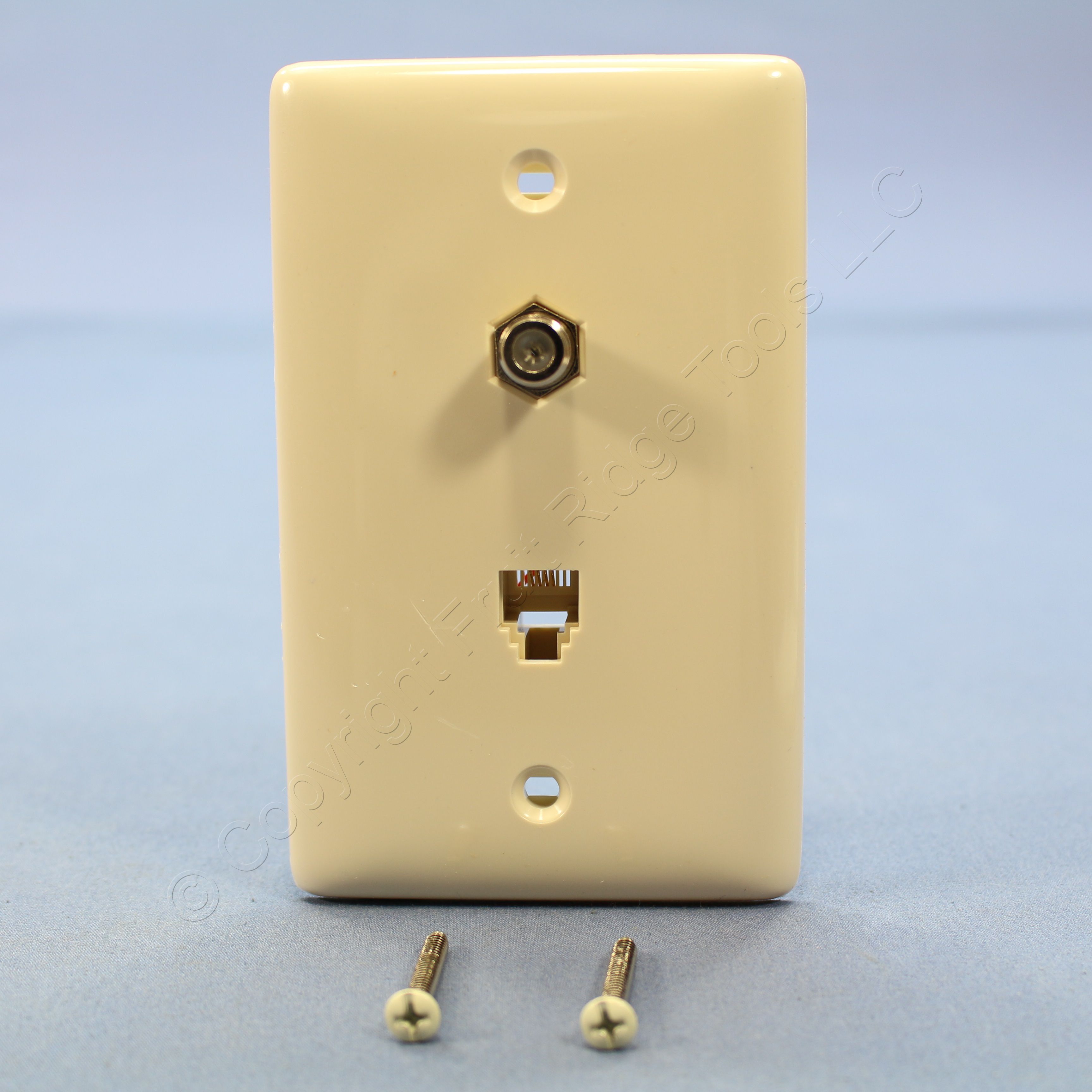 Hubbell Lt Almond 1G Phone FType Cable CATV Video Jack Wall Plate