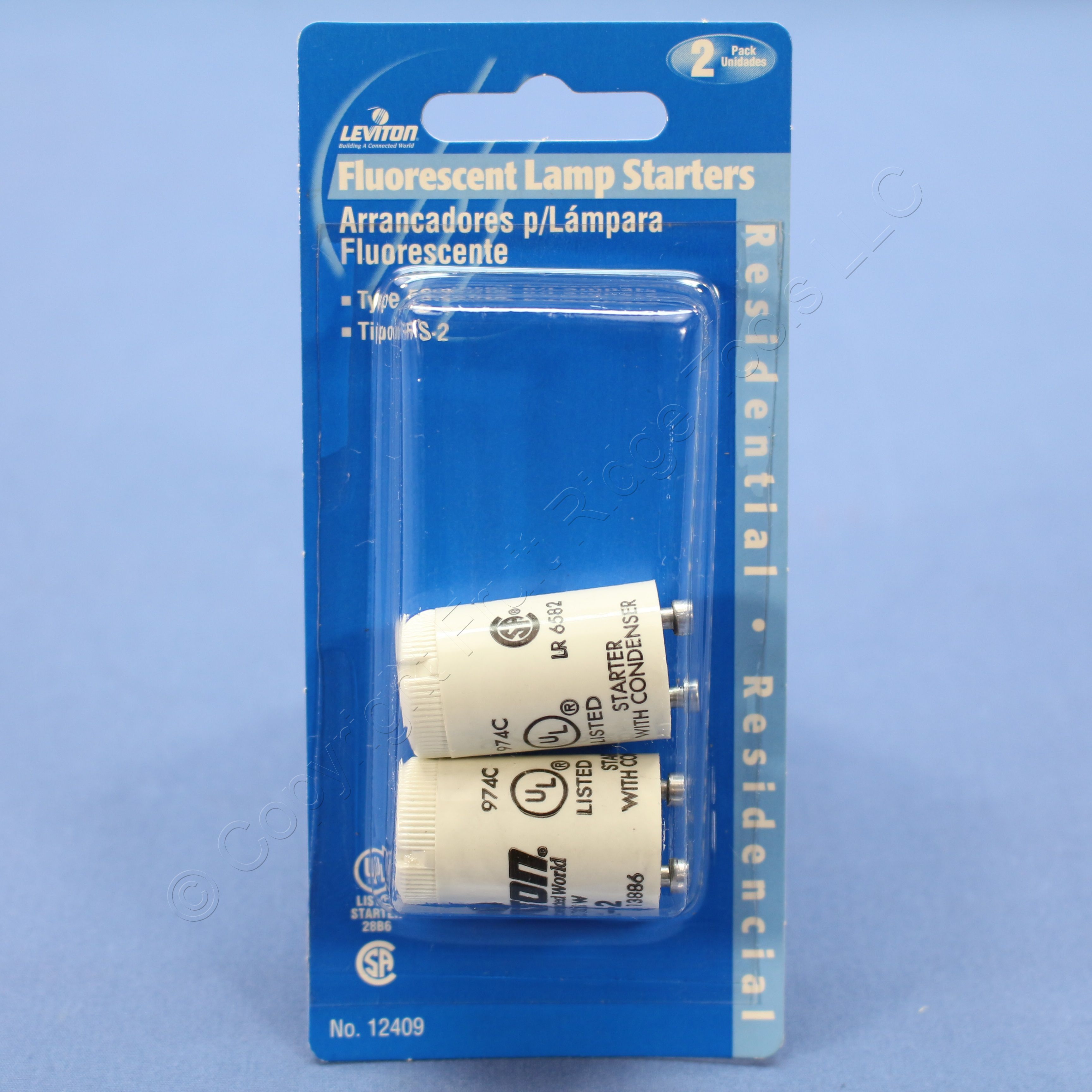 Pair Leviton Flourescent Light Starters FS2 14/15/20W Lamp Lampholder