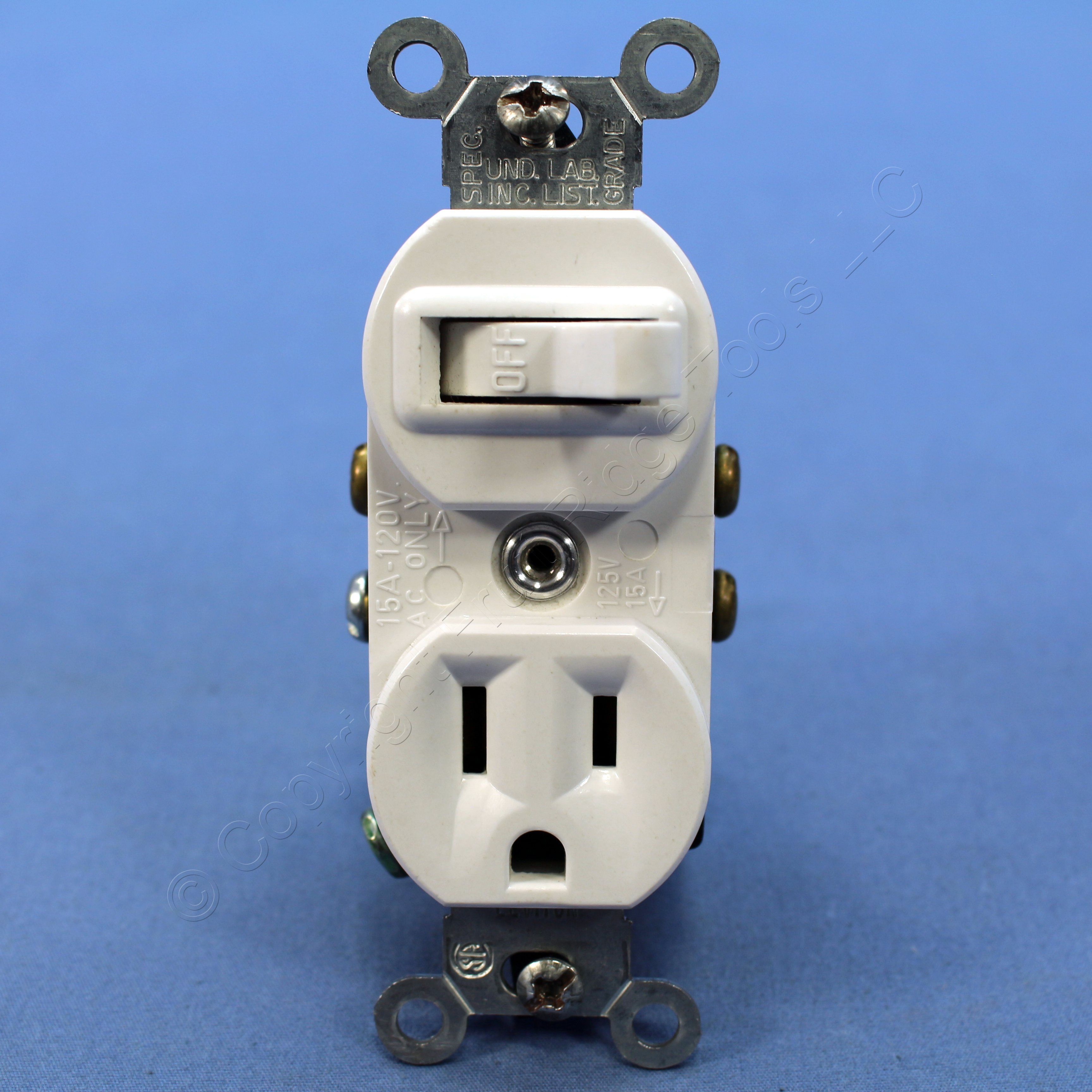 Leviton Combination White Wall Toggle Light Switch Outlet Receptacle 15A 5225-W | eBay