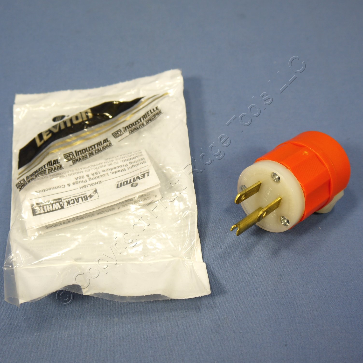 LEVITON INDUSTRIAL STRAIGHT Blade Plug Orange NEMA 515P 515 15A 125V