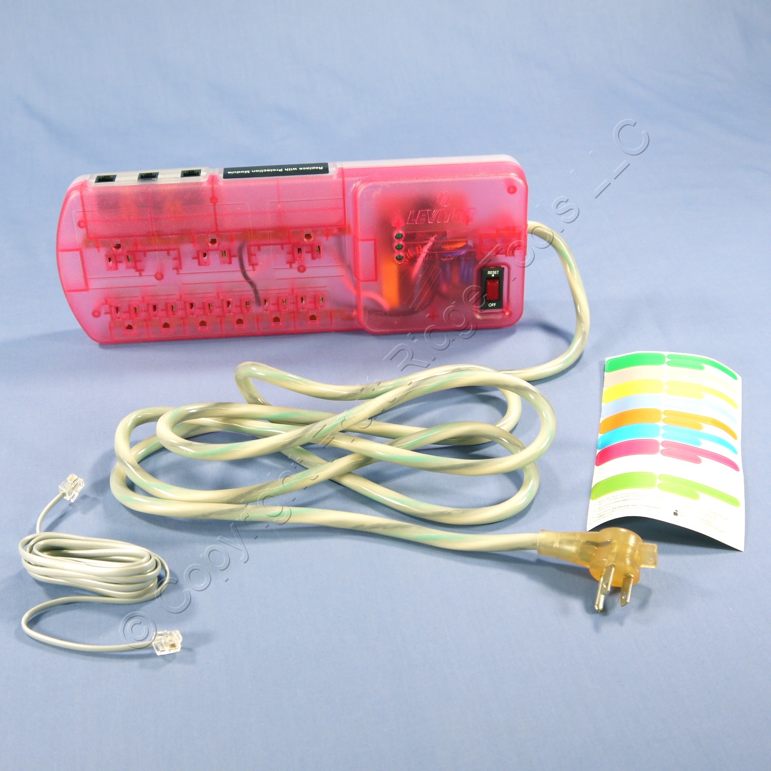 Leviton Pink MODULAR Surge Protector Power Strip With Phone Module 15A