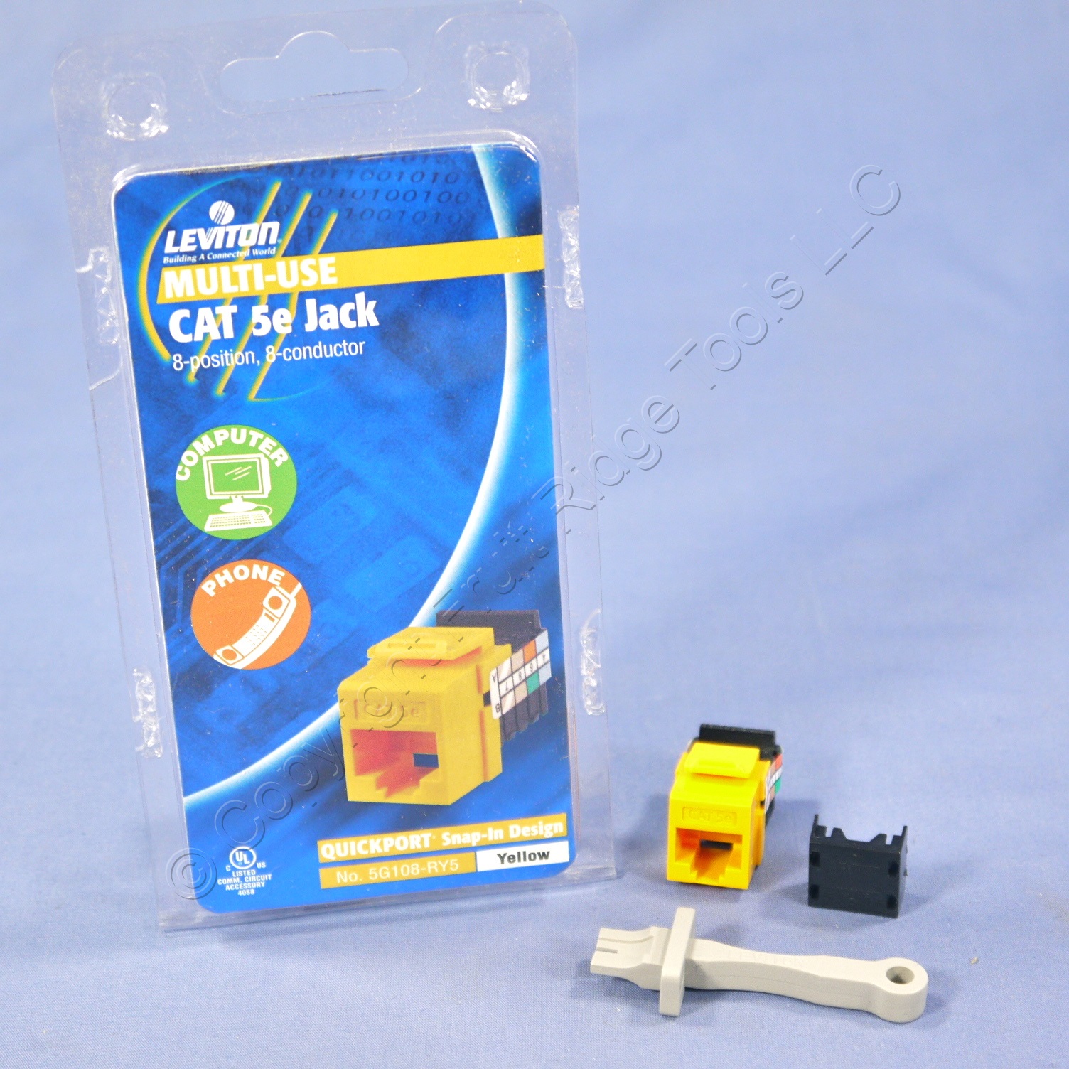 Leviton Yellow Quickport 8-Conductor Cat 5e Jack Cat5e RJ45 5G108-RY5 ...