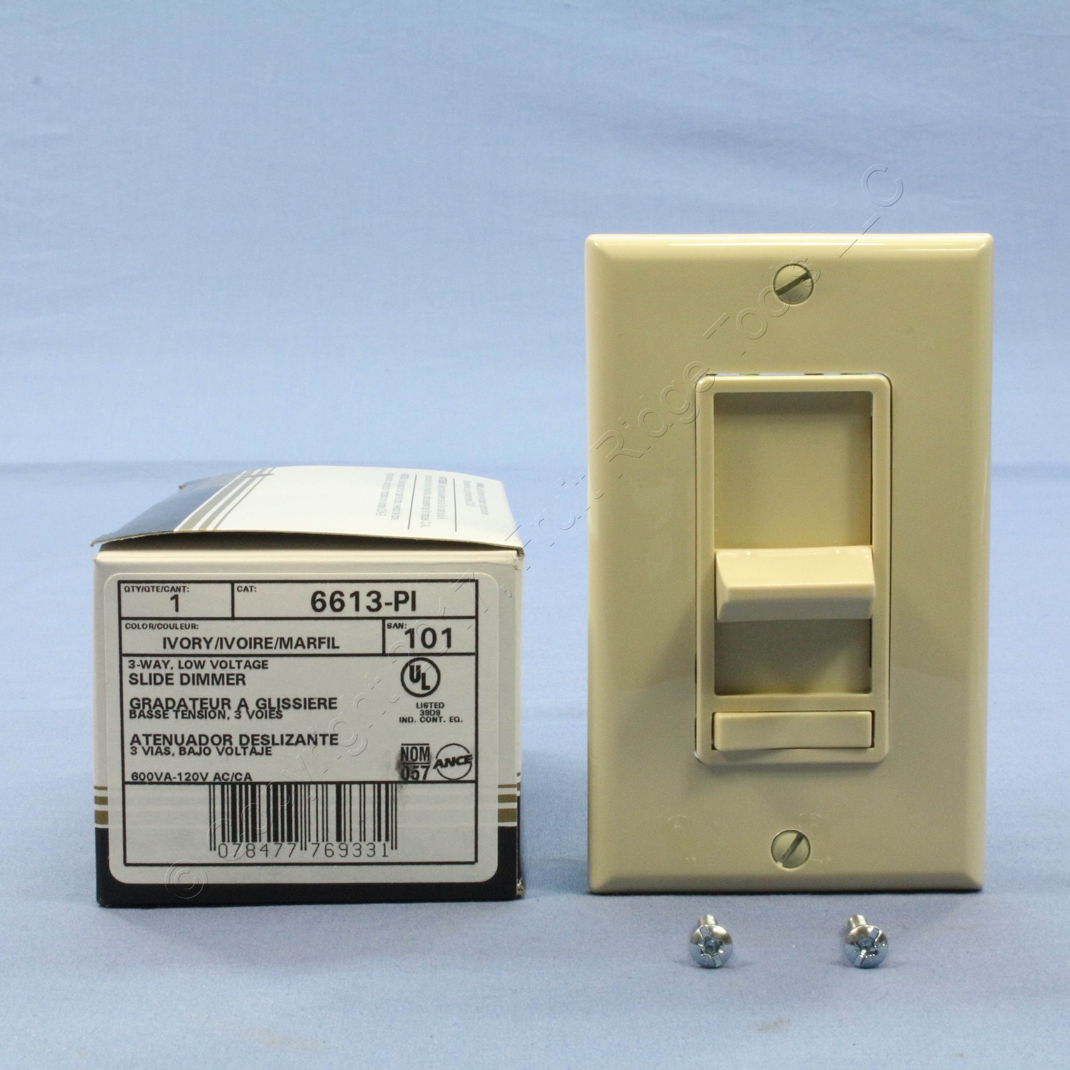 Leviton Ivory 3Way SureSlide Dimmer Preset 600VA Low Voltage