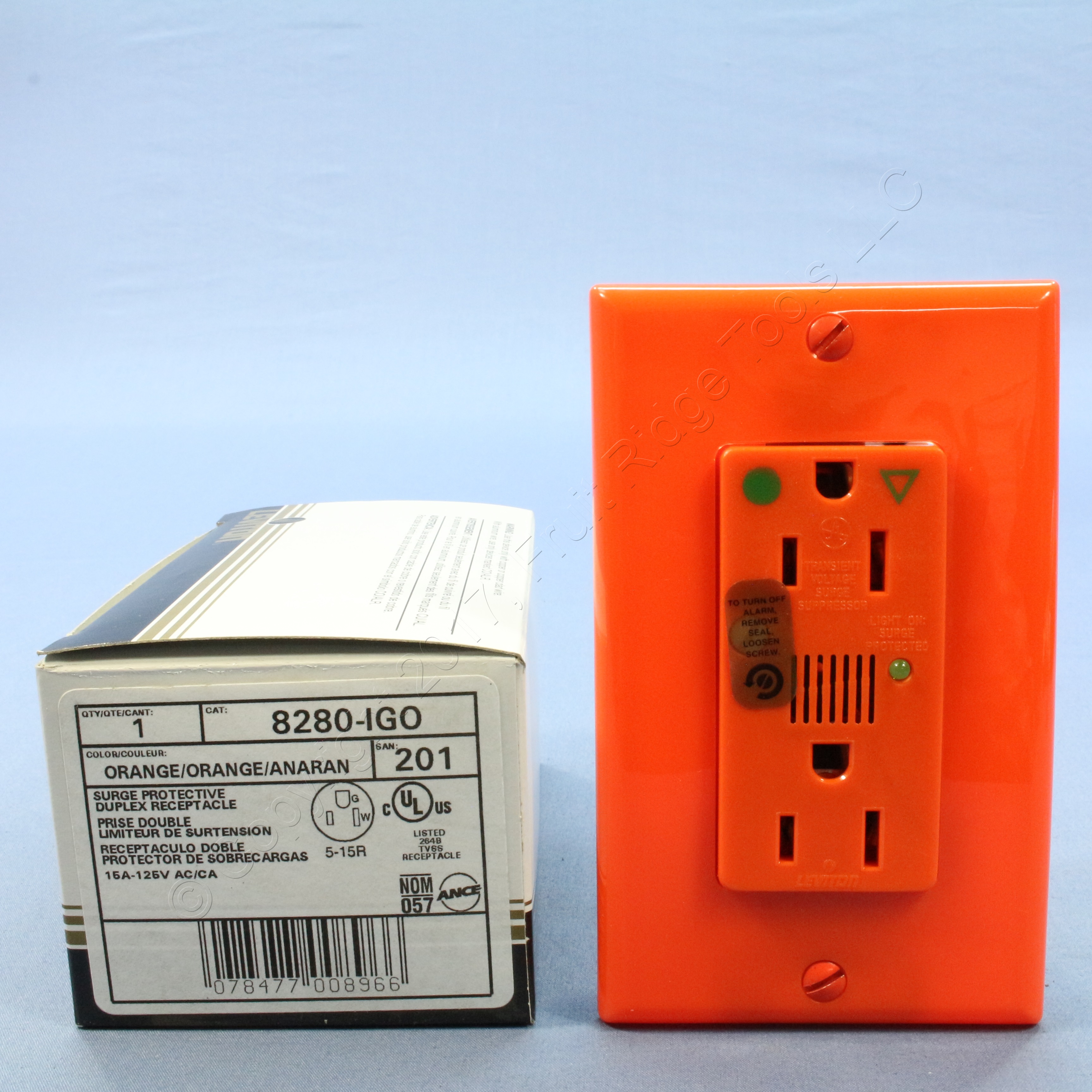 LEVITON ORANGE ISO Ground Hospital Surge Receptacle Outlet ALARM 15A