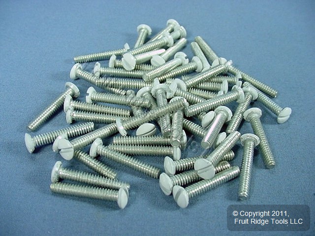 50 Leviton White Extra Long 78 Wallplate Cover Screws 6 32 Oval Head