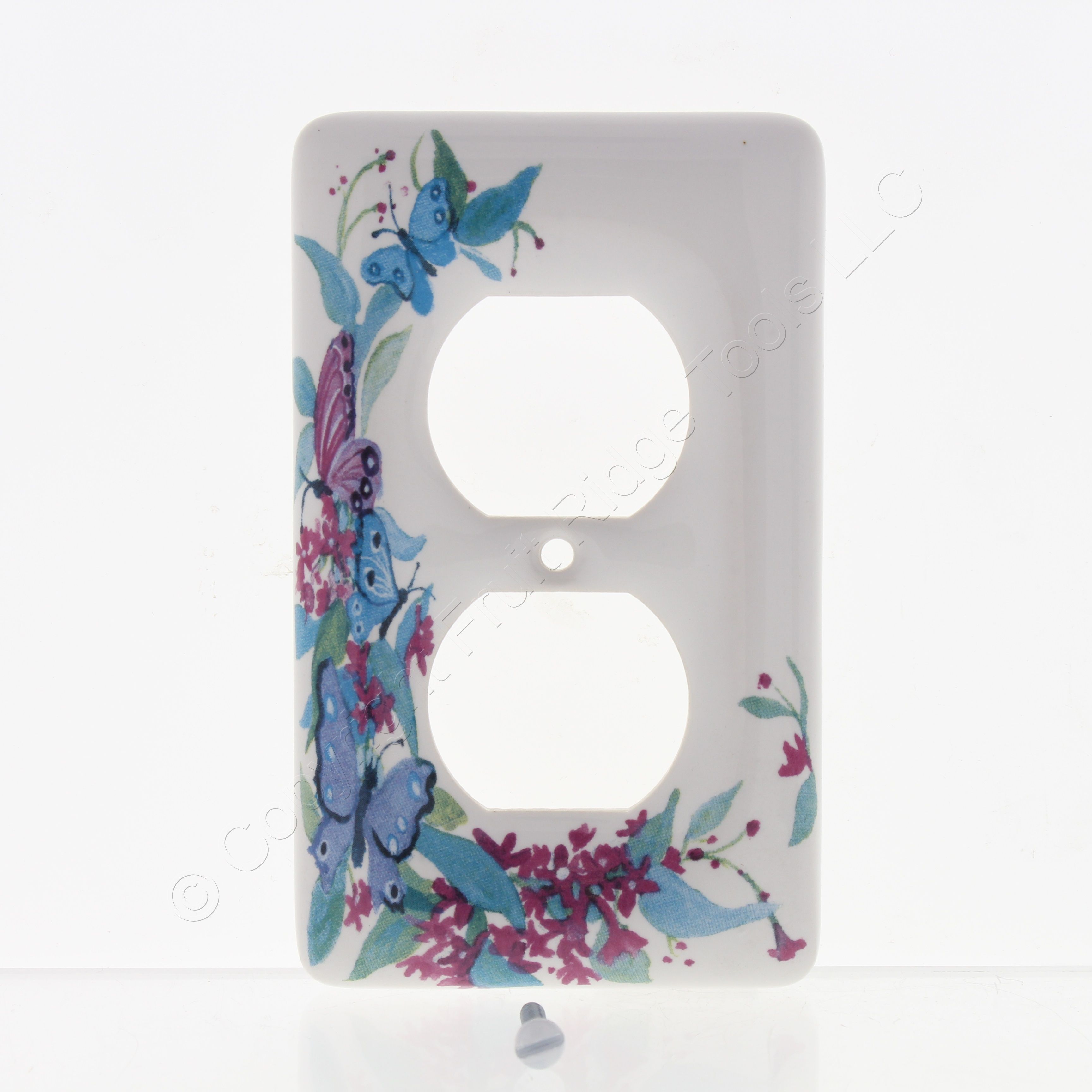 Leviton Porcelain Decorative Butterfly Flower Receptacle Wallplate ...