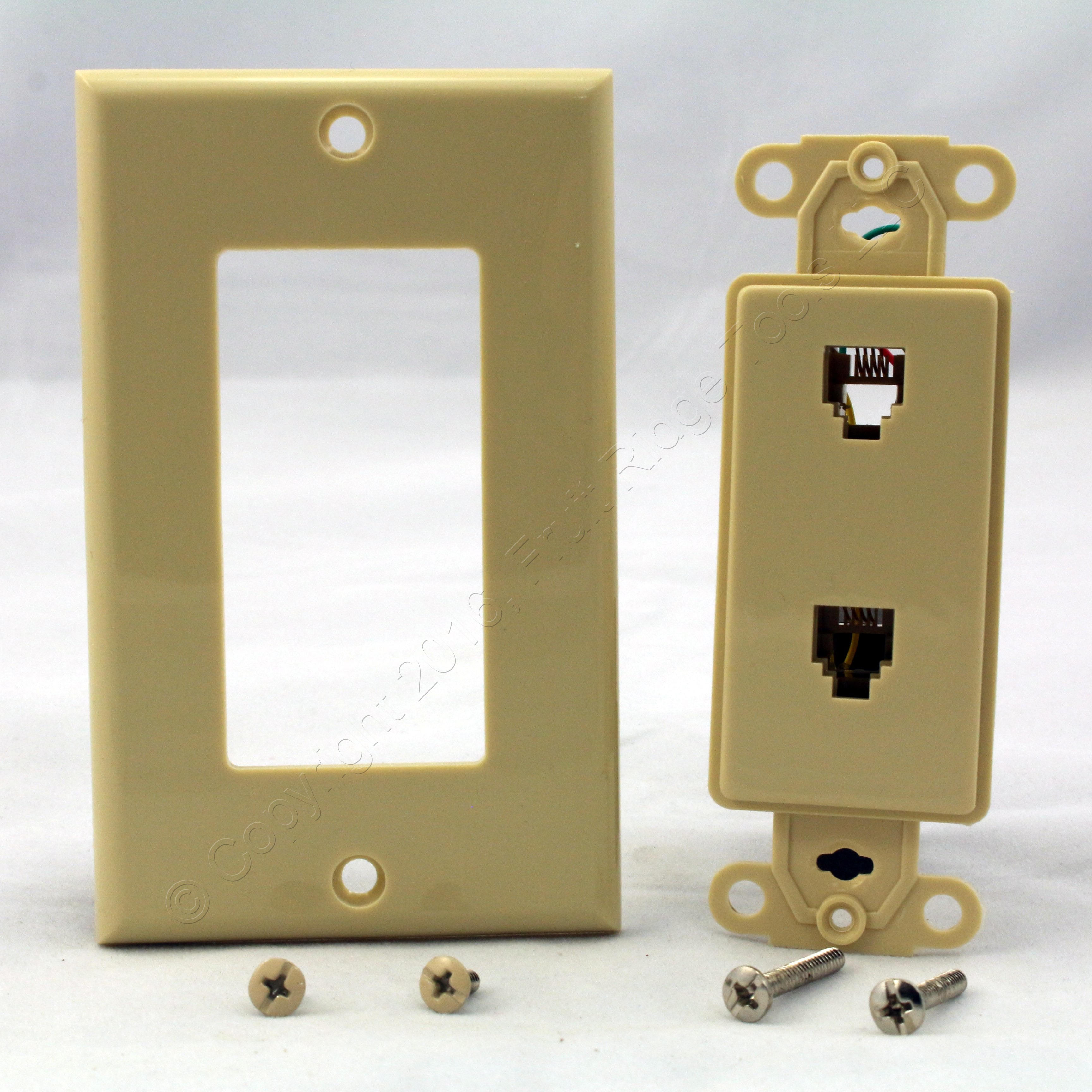 Leviton Ivory Decora Dual Telephone Duplex Phone Jack Wallplate C2447 I