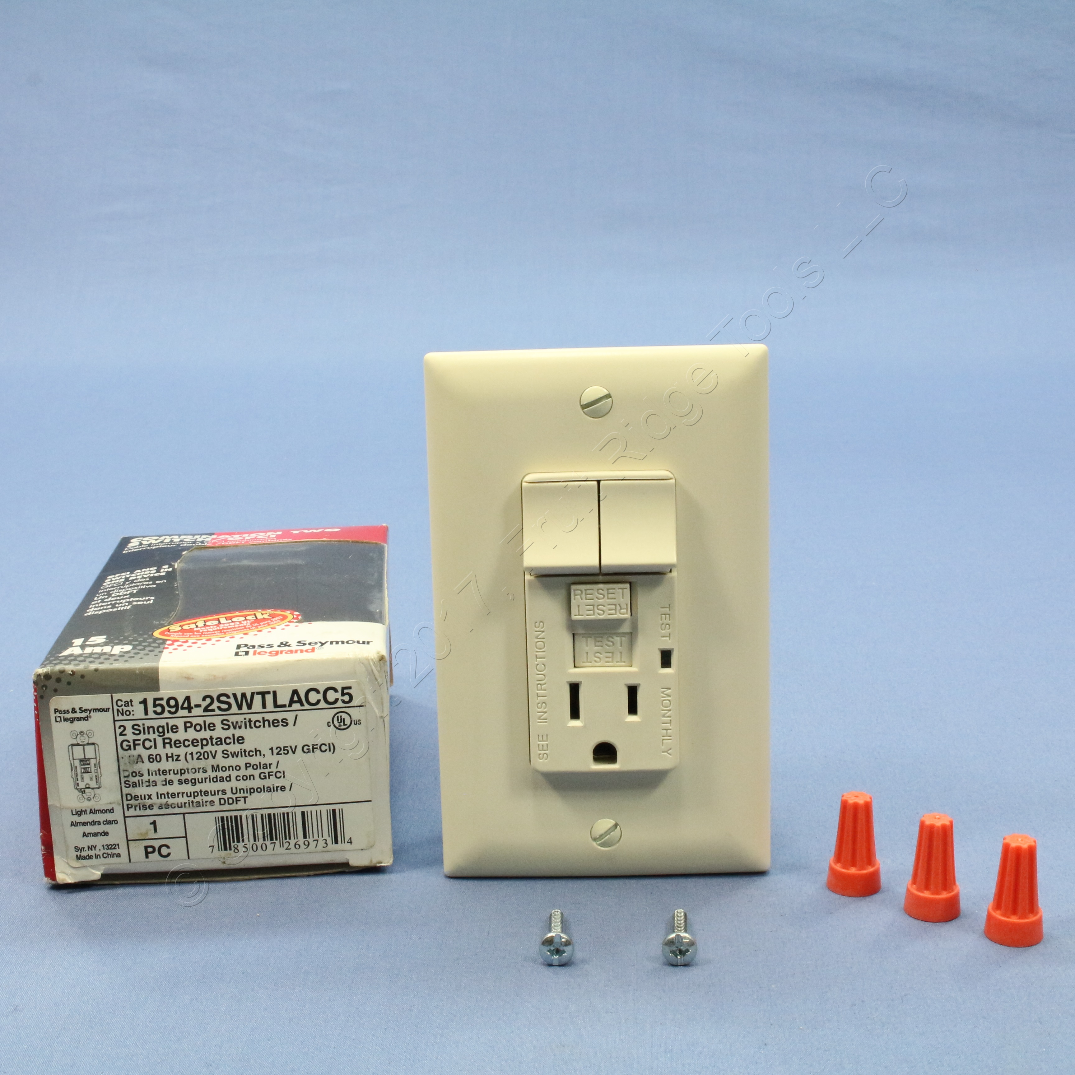 P&S Lt Almond Decorator GFCI GFI Combination Switch 515R 15A 125V 1594