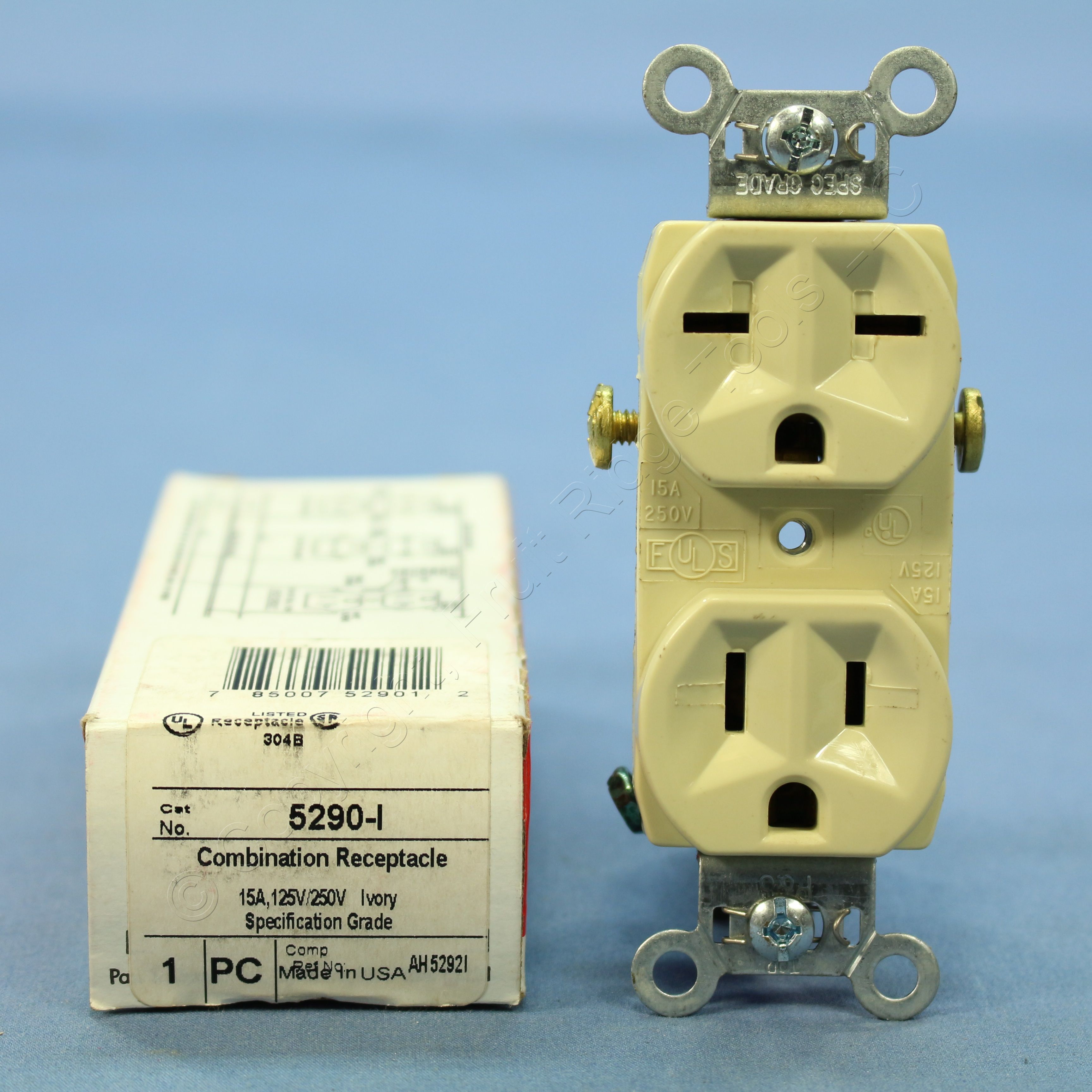 P&S Ivory DUAL Voltage Receptacle Duplex Outlet 515R 615R 15A 125