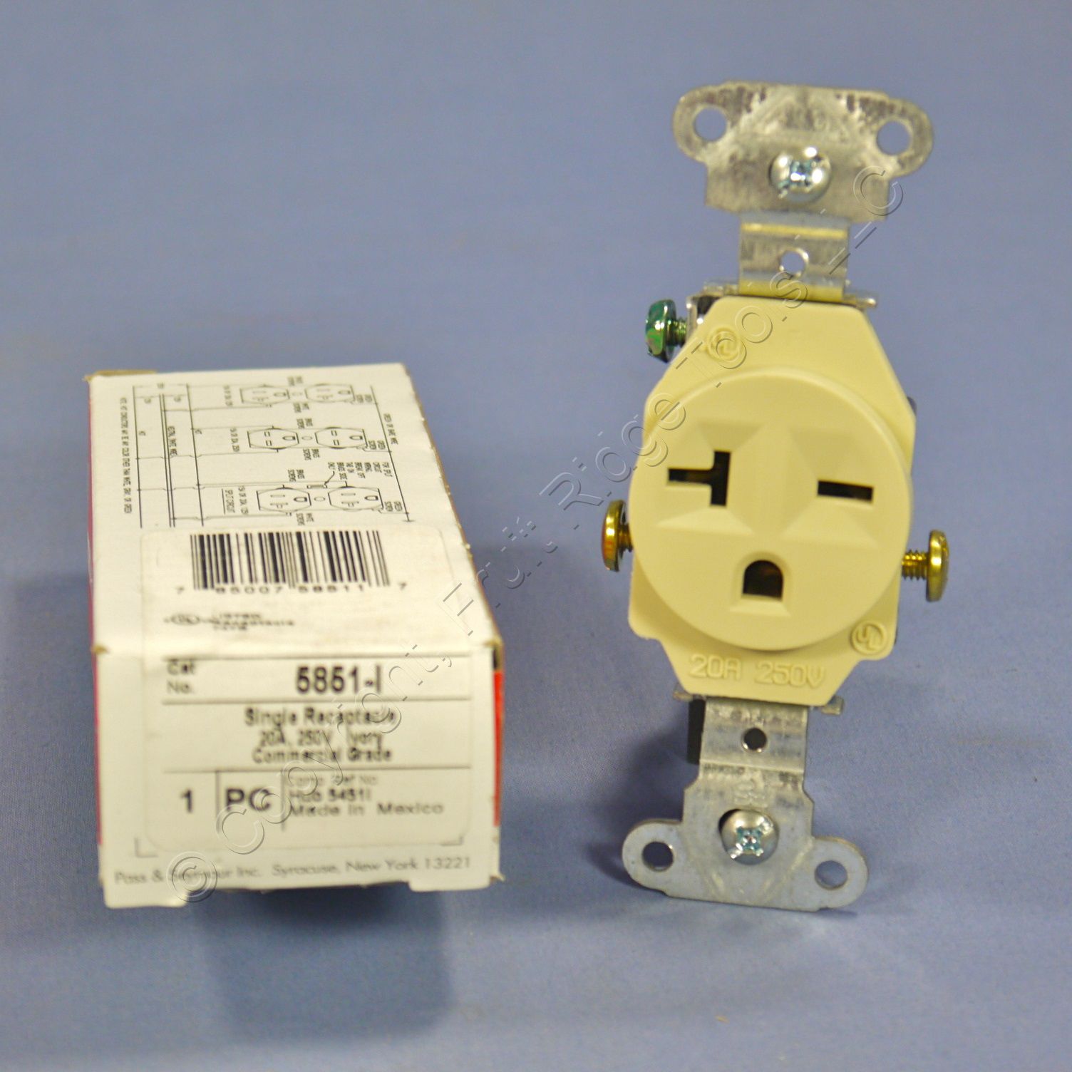 P&S Ivory COMMERCIAL Single Outlet Receptacle NEMA 6-20R 20A 250V Boxed