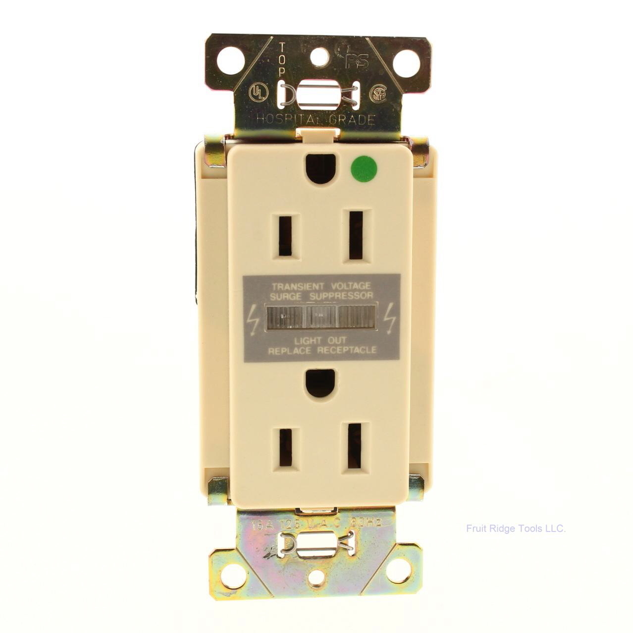 New Pass & Seymour Ivory TVSS Surge Receptacle Outlet w/ ALARM LED 20A