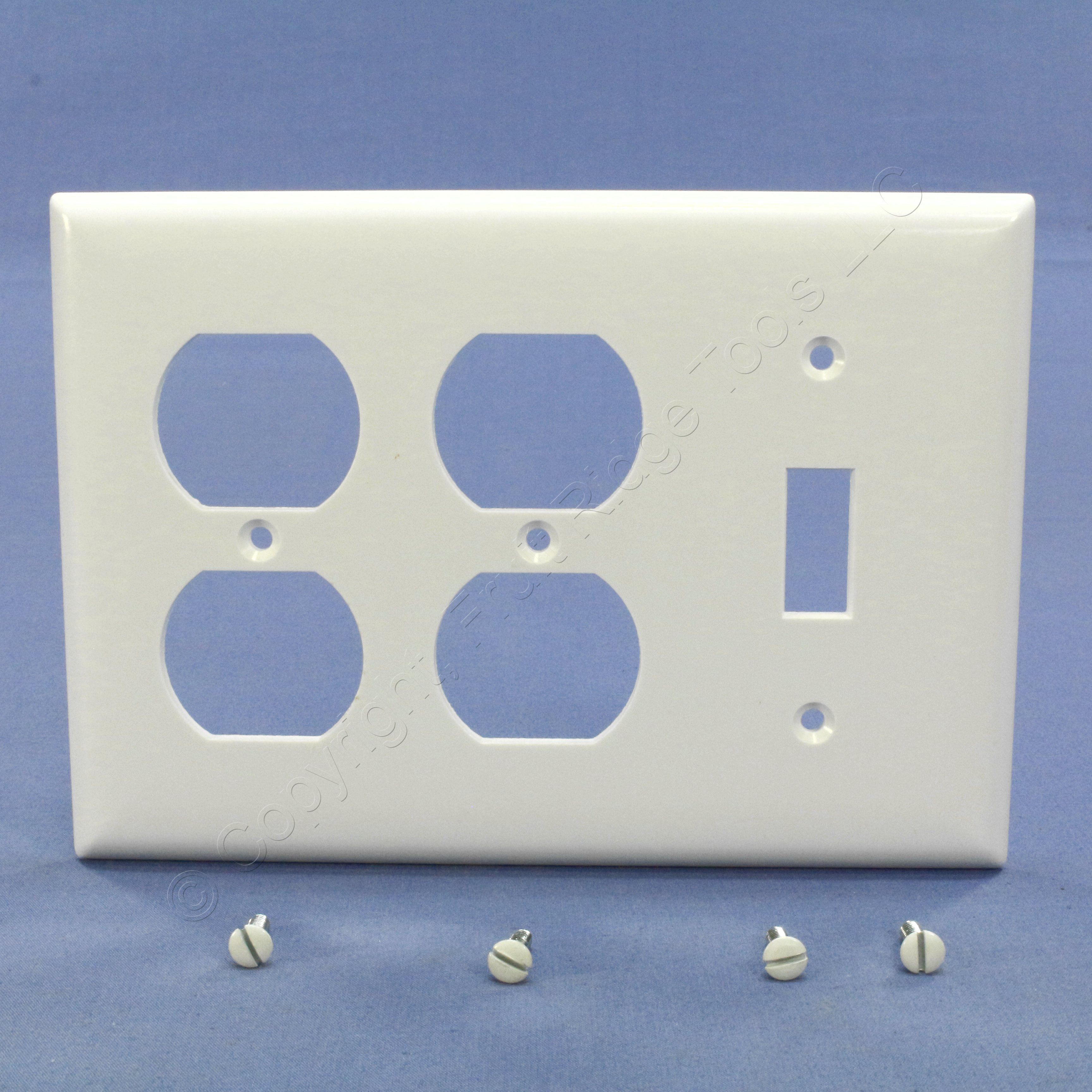 P&S White 3G Combination Toggle Switch Duplex Receptacle Wallplate