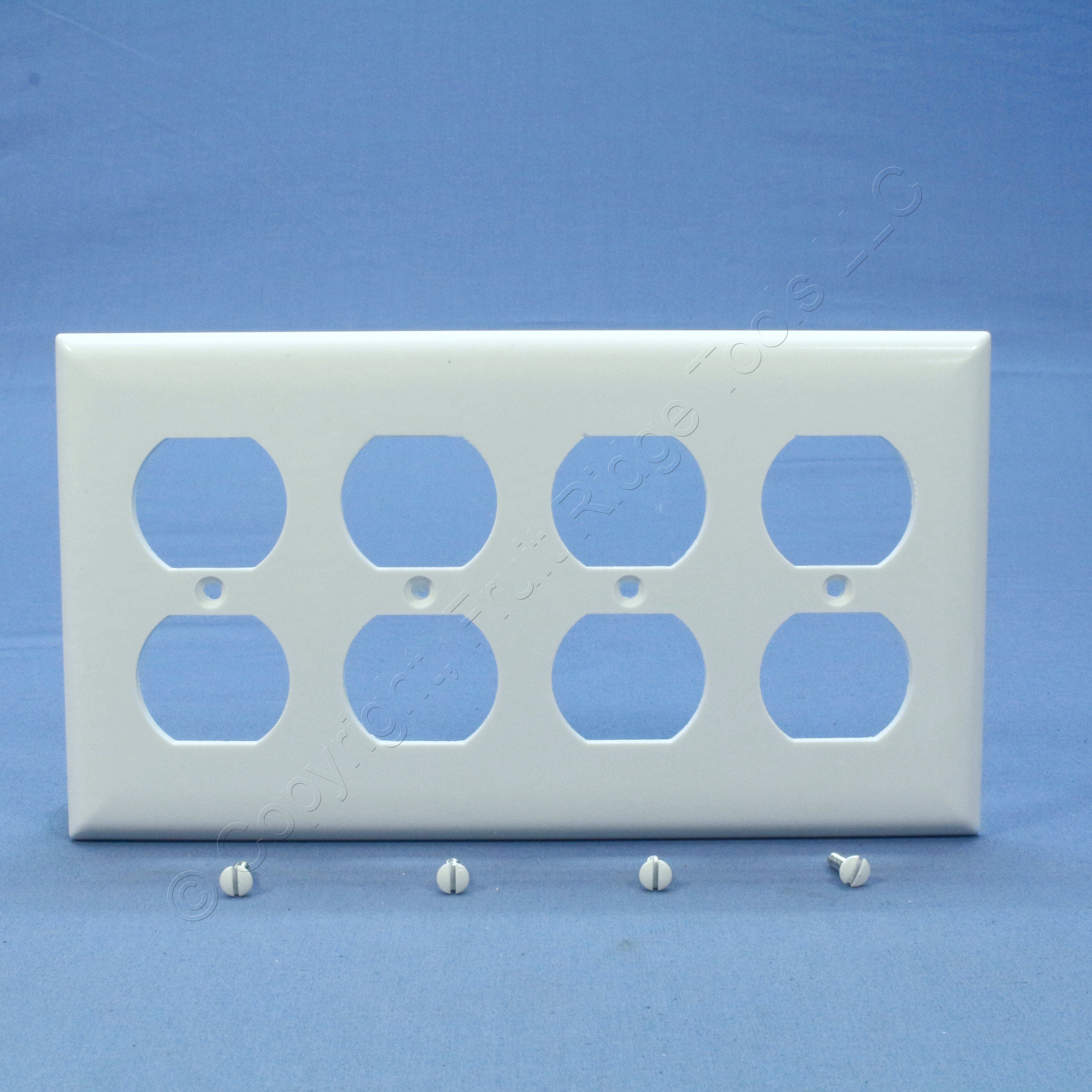 Pass and Seymour White 4Gang Duplex Receptacle Outlet Wallplate Cover